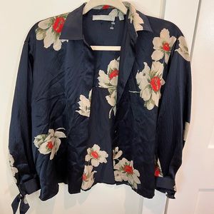 Vince blue silk long-sleeve shirt